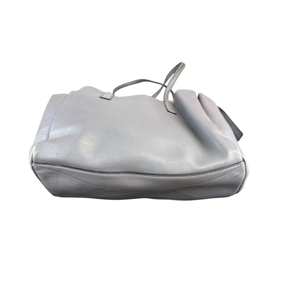Marc Jacobs Leather Tote Bag Blue Gray Gold Hardware Zip Compartment Dust Bag - Picture 9 of 14